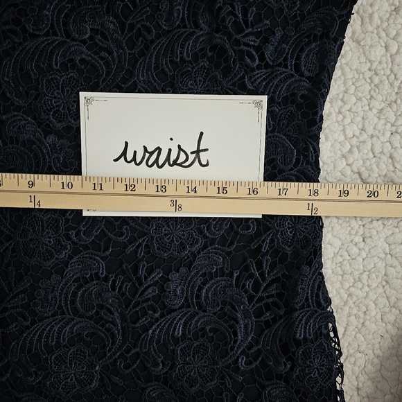 Lauren Ralph Lauren Evening Dress Lighthouse Navy Floral Lace Overlay Sz 16 - Picture 9 of 10